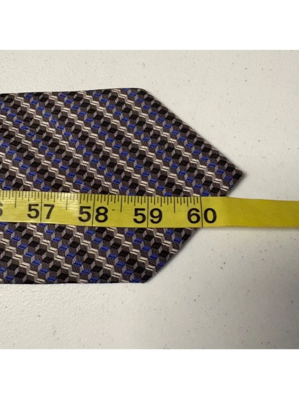 Stafford Executive Silk Tie Blue Gray Geometric Mens Necktie Italy Office Formal